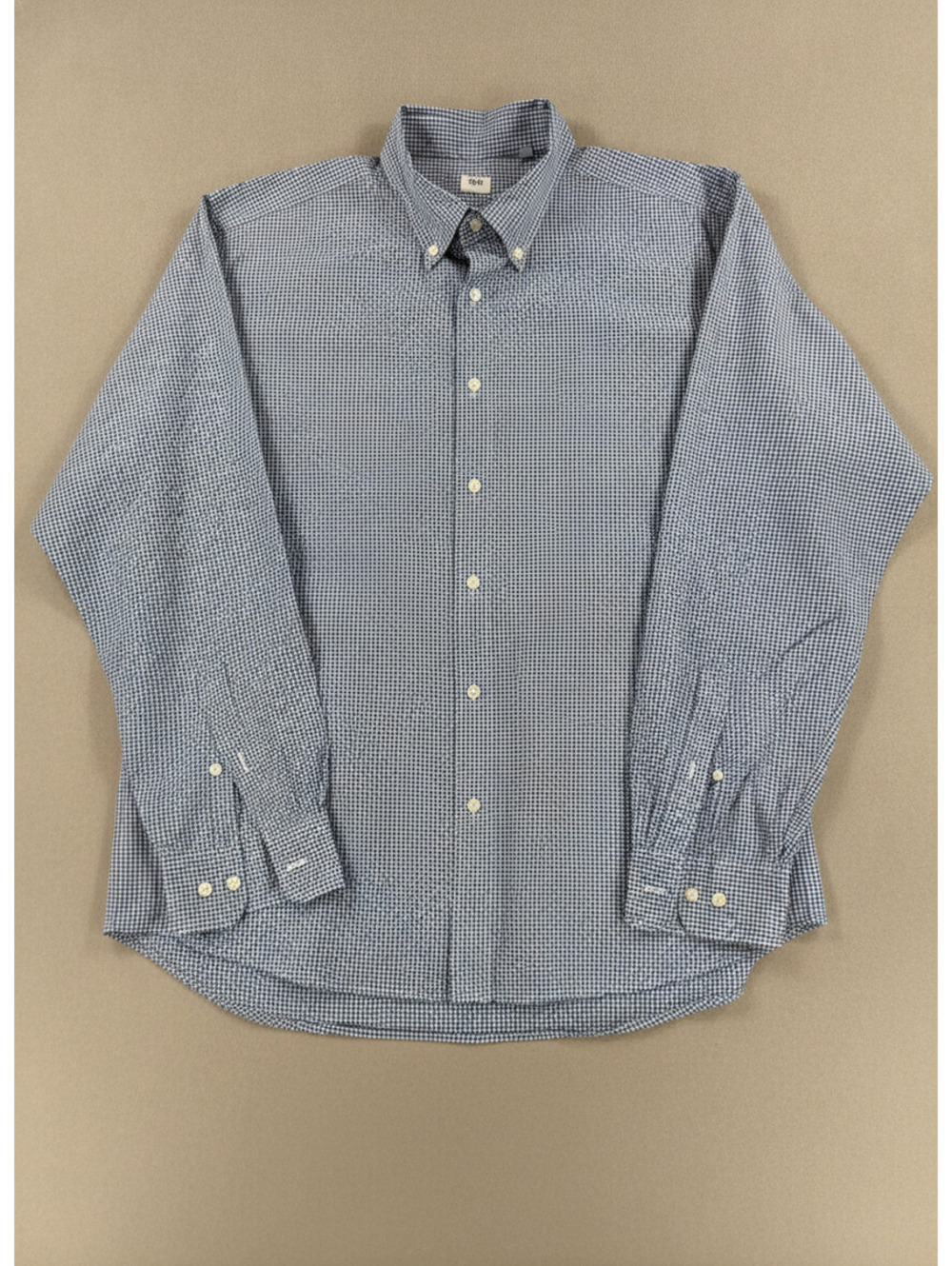 Uniqlo Men's Blue Gingham Button-Down Dress Shirt Size L